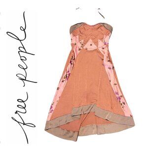 Rare Free People slip mini dress high low pastel orange Size 0/XS